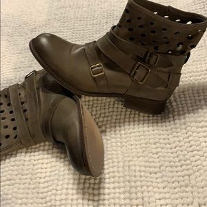 Leather ankle booties